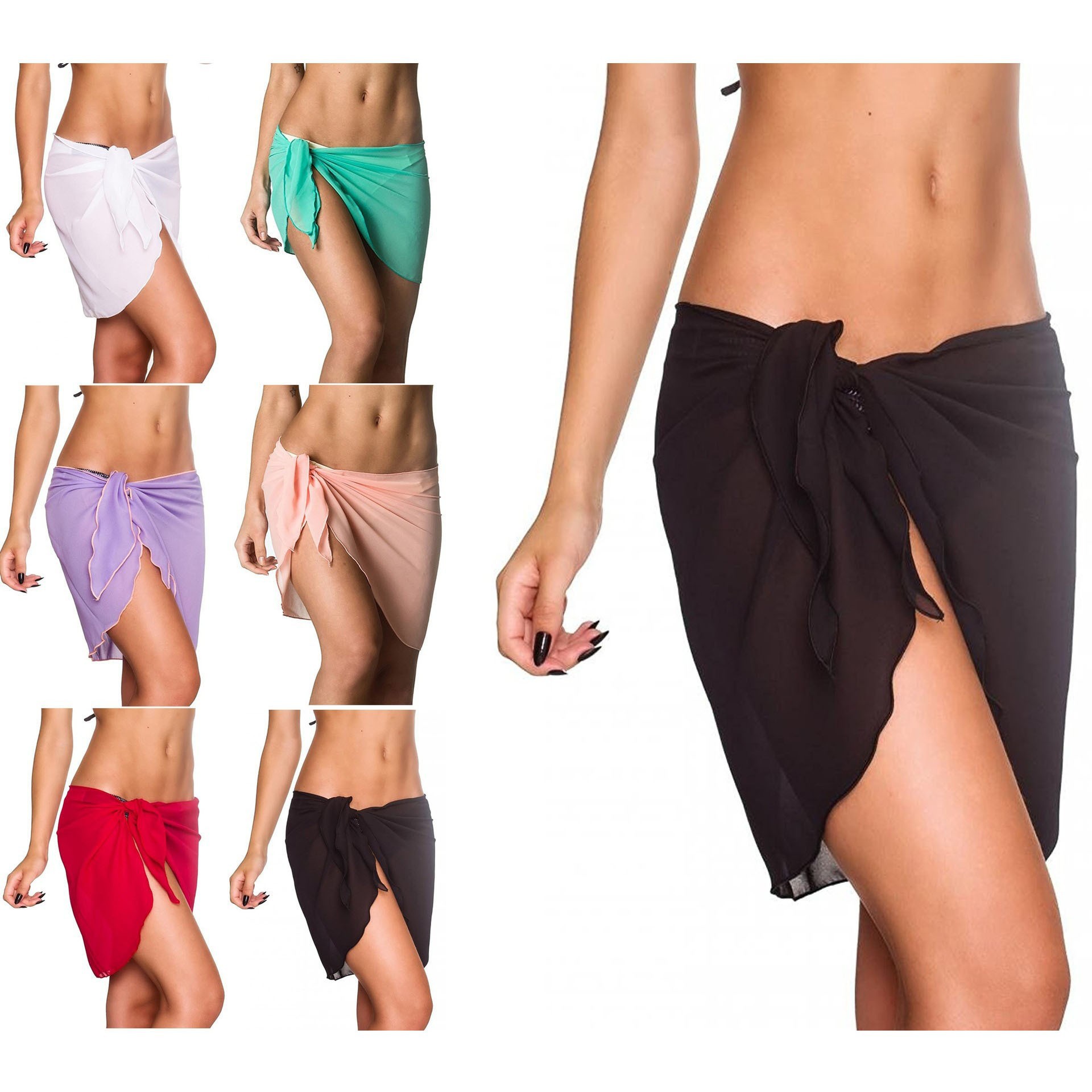 Летняя короткая саронг для пляжа, женская, солнцезащитная шаль, шифоновая юбка, оптовая продажа