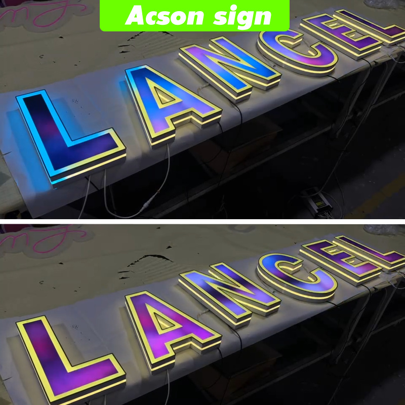 Customized 3D Running Edge Colorful Seven-Color Flat Stainless Steel Full-Color Advertising Door Outdoor Store Sign