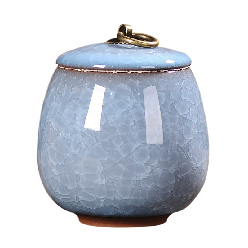 Portable Ice Cracked Glaze Ceramic Purple Sand Small Tea Jar Tea Jar Tea Box Pu'Er Sealed Jar