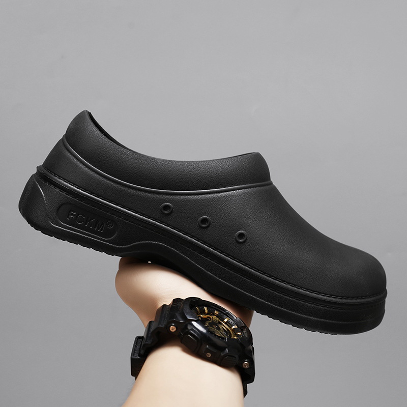 Chef's Shoes, Men's and Women's Shoes, Toe-Toe Shoes, Low-Top Casual Shoes, Waterproof and Oil-Proof Sports Rehabilitation Shoes, Black Soft-Soled Work Shoes