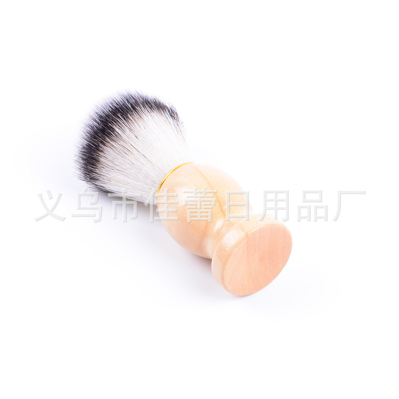 Soft Hair Beard Brush Nylon Hair Beard Brush Household Portable Men's Cleansing Brush Pig Mane Imitation Badger Hair Wooden Handle Shaving Brush
