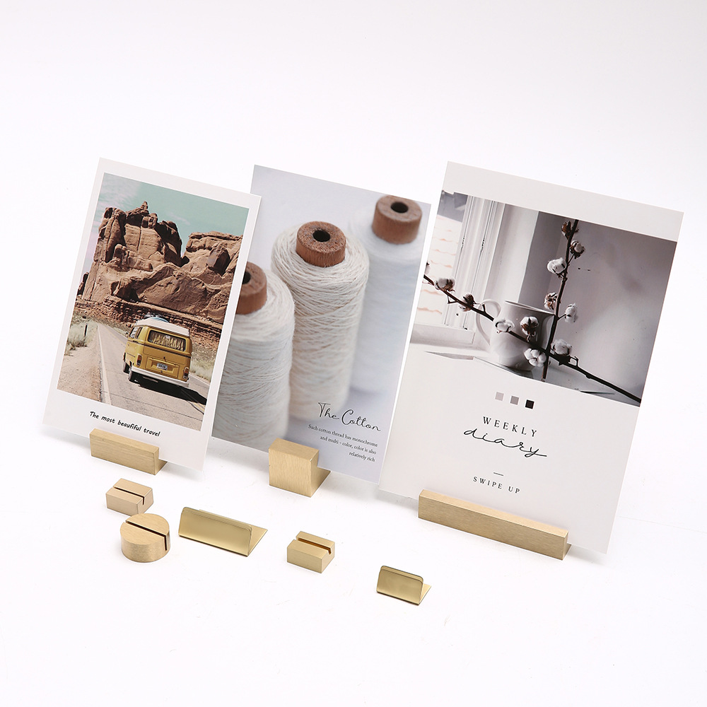 25mm Brass Card Holder Label Holder Price Holder Business Card Desktop Table Card Holder Note Message Holder Base Price Tag