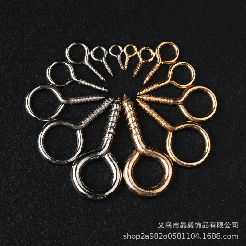 Sheep Eye Nail Screw Buckle Ring Pendant Hanging Needle Horn Nail Buckle Metal Handmade DIY Homemade Half Hole Hanging Nail Wholesale