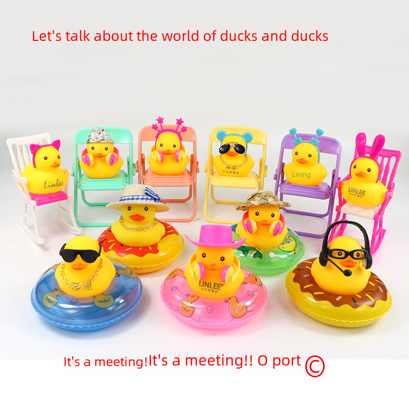 Inflatable Mini Swimming Ring Milk Tea Shop Donut Swimming Ring Baby Bath Water Toy Kidsren's Little Yellow Duck Accessories