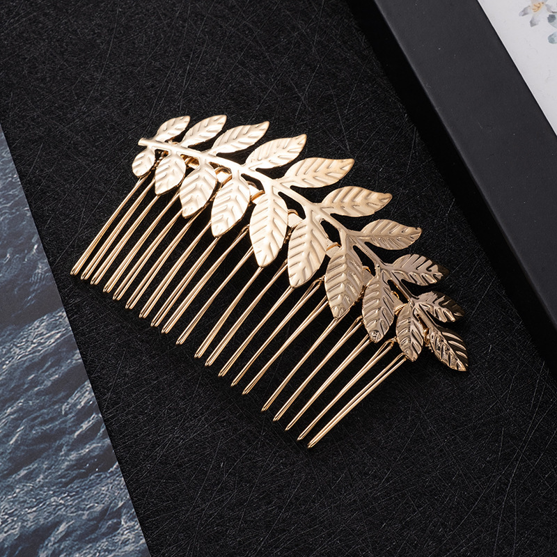 Factory direct supply hair comb comb new fashion leaves hair accessories European and American trend metal hair pin bride hair accessories
