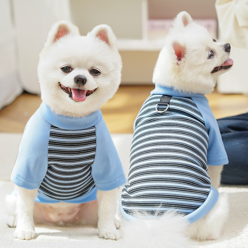 Cat Autumn and Winter Clothes with Stripes for Small and Large Dogs, French Bulldog, Teddy, Bichon Versatile Base Shirt Supplies Cross-Border