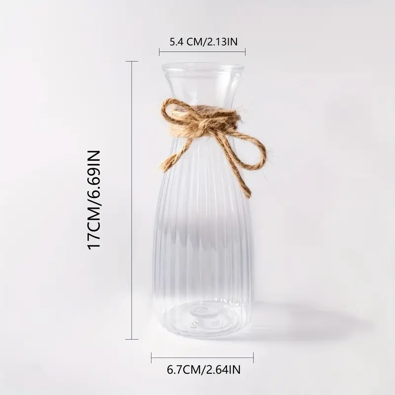 Cross-Border Wholesale Plastic Striped Vase with Rope Creative Design Modern Simple Anti-Fall Desktop Ornaments Flower Arrangement