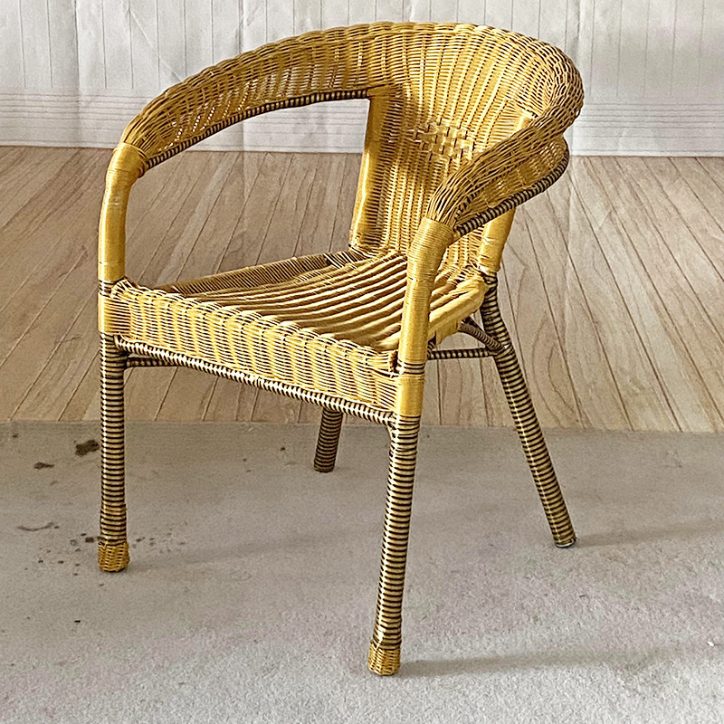 Tengteng Chair Rattan Three-Piece Set Elderly Backrest Chair Stool Elderly Seat Circle Chair Single Rattan Household