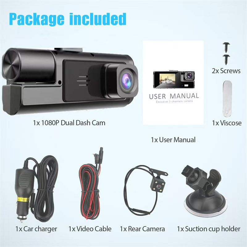 A22 Driving Recorder 3 Cameras Hd 1080P Three Lenses with Reversing Image with Wifi Car Dvr
