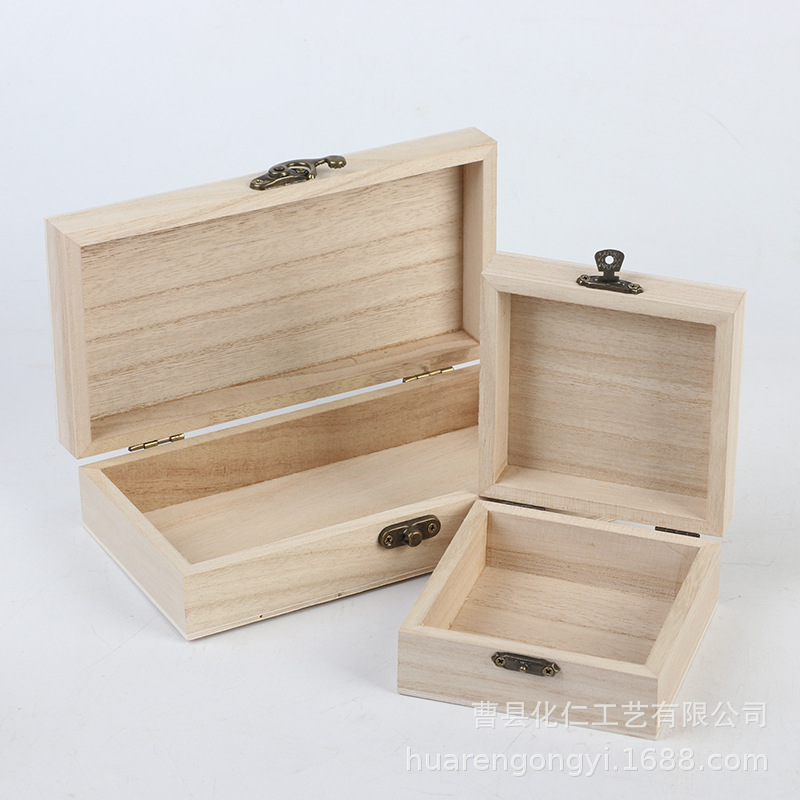 Vintage paulownia wood flip wooden box rectangular wooden storage box gift packaging box tea wooden box jewelry storage box