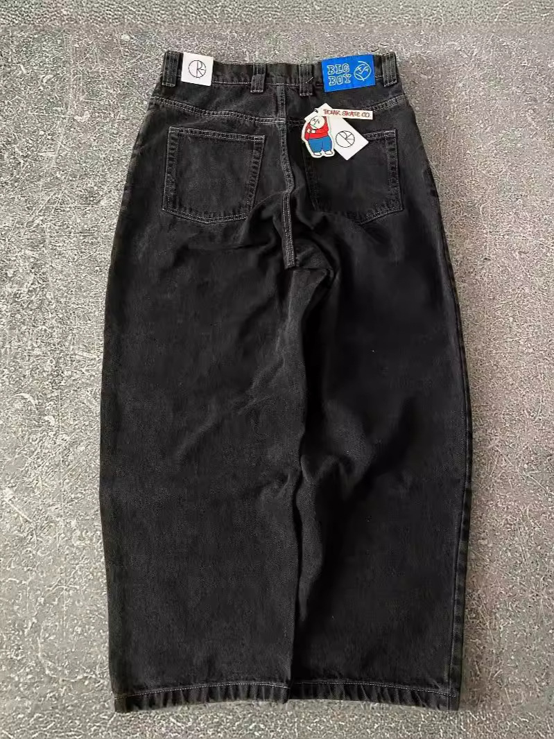 Streetwear Polar Big Boys Jeans Harajuku Gothic Hip Hop Cartoon Embroidery Loose Jeans