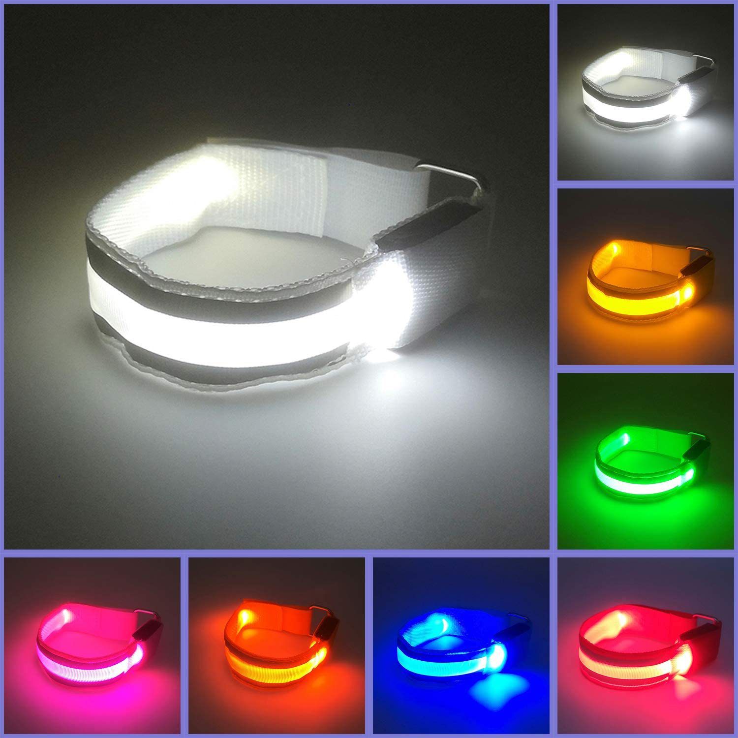 LED ночная беговая лампа USB перезаряжаемая светоизлучающая повязка на руку безопасный спортивный мигающий светоотражающий ремешок