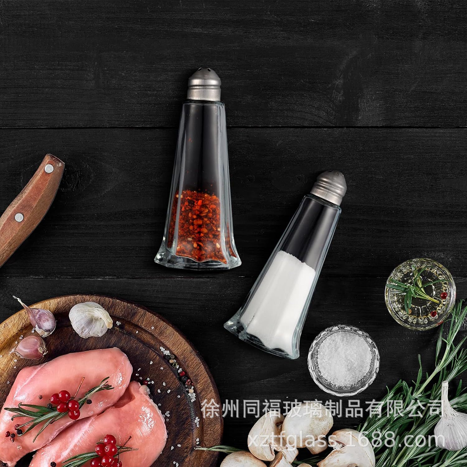 Cross Border 1 oz Tower Salt and Pepper Seasoning Jar Restaurant Use Mini Salt Seasoning Bottle Barbecue Grill Bottles Split Bottles