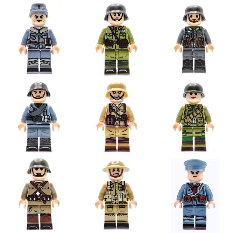 Игрушки из строительных блоков, военные солдаты, собранные минифигурки