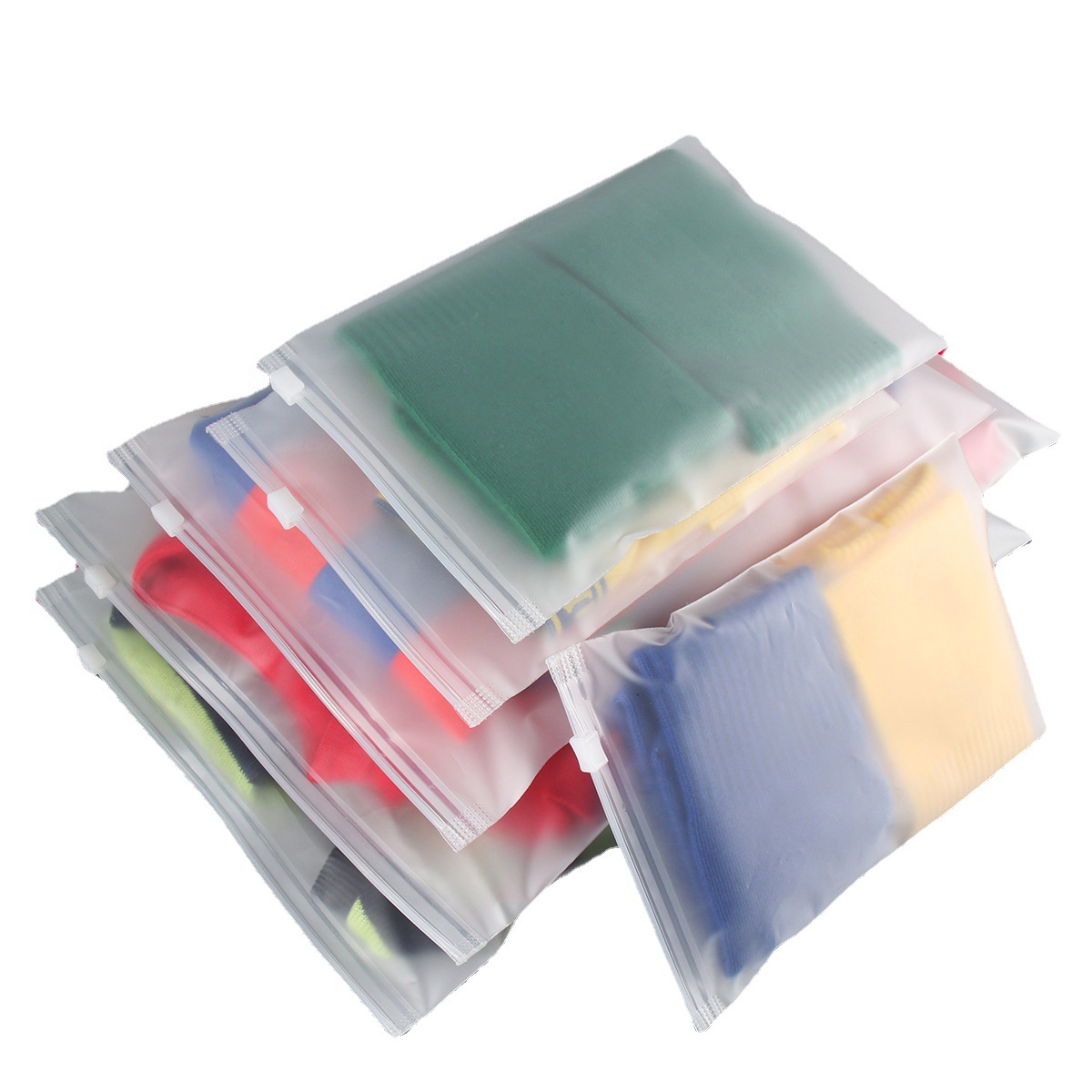 Customized Frosted Transparent Clothing Zipper Bag Clothing Packaging Pearlescent Film Pearl Cotton Plastic Packaging Zipper Bag Wholesale