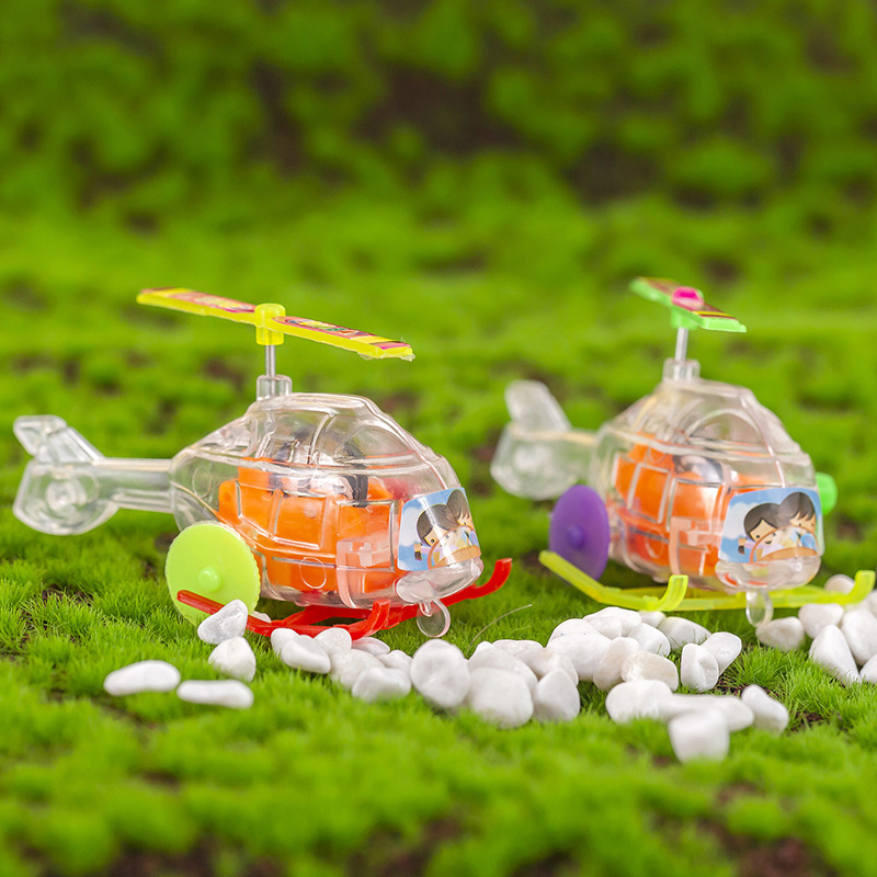 New Wind-Up Helicopter Gliding with Propeller That Can Be Rotated, Wind-Up Transparent Small Airplane Toy Wholesale