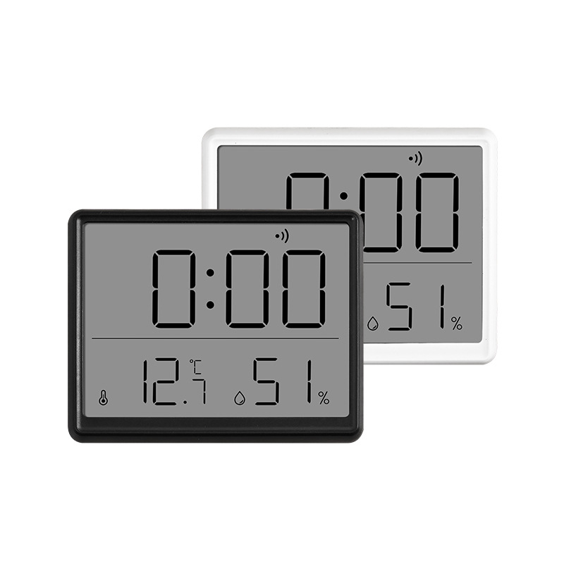 Slim Magnetic Kitchen Clock, Simple Digital Clock, Wall-Mountable Lcd Multi-Functional Temperature and Humidity Magnetic Digital Watch
