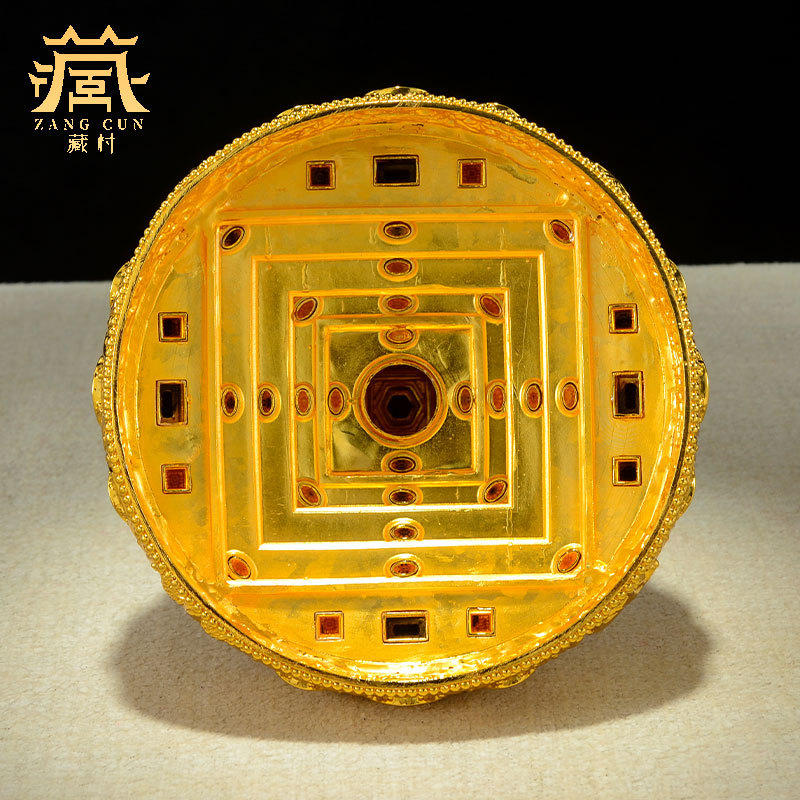 Xizang Village Thirty-Seven Mandala Plates Fine Copper Carving 37 Mandala Plates Indoor Home Mandala Plate Decoration