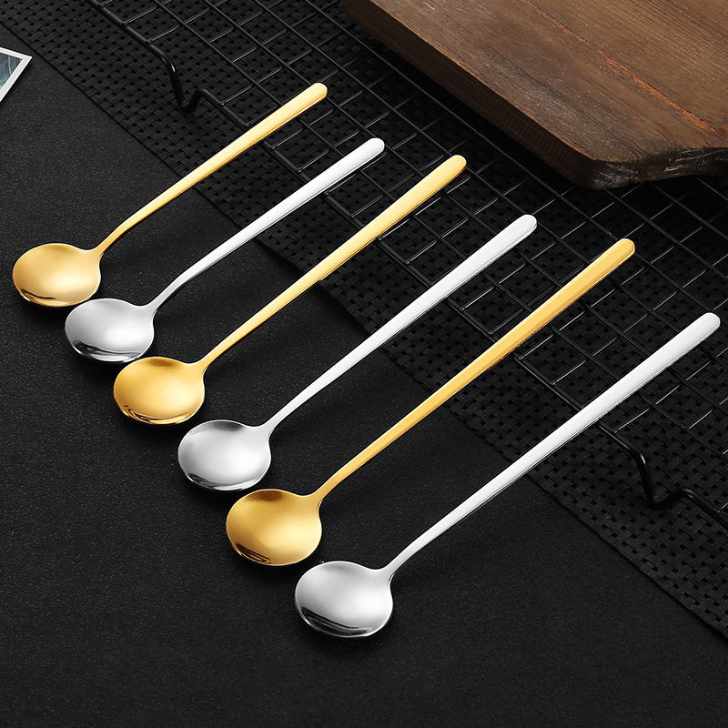 Маленькая круглая ложка из нержавеющей стали золотая медовая ложка для размешивания кофе десертная ложка с ручкой подарочная ложка для кружки оптом
