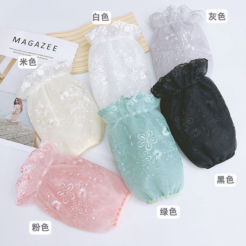 Двухслойные сетчатые рукава с кружевом для женщин, осень и зима, антипятновые рукава для взрослых и студентов, черно-белые бежевые прозрачные рукава