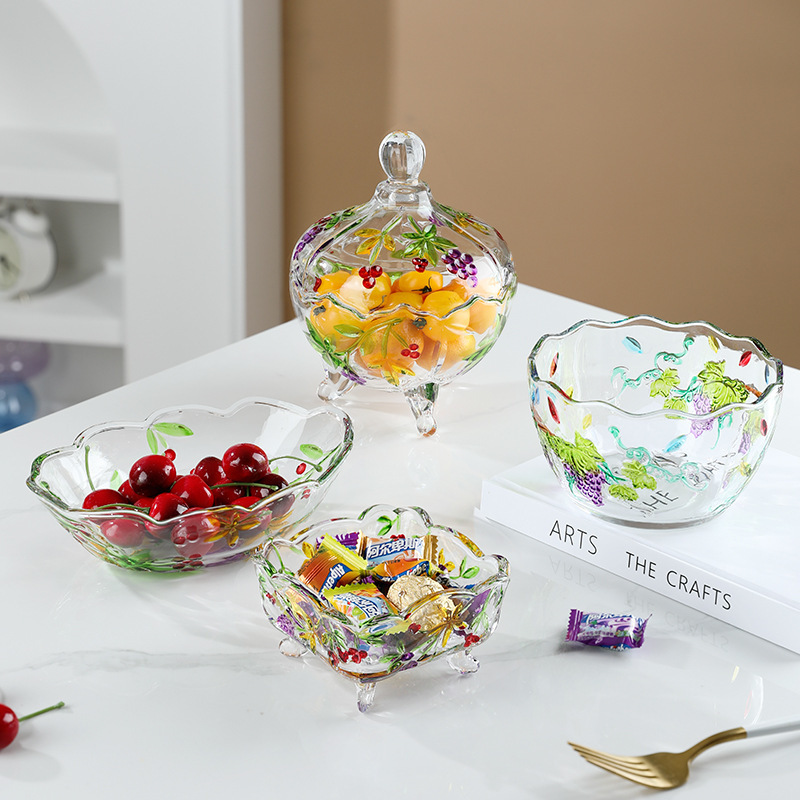 Cross-Border Crystal Glass Grape Candy Jar Household Large-Capacity Dried Fruit Storage Jar Storage Jar Creative Cute Sugar Jar