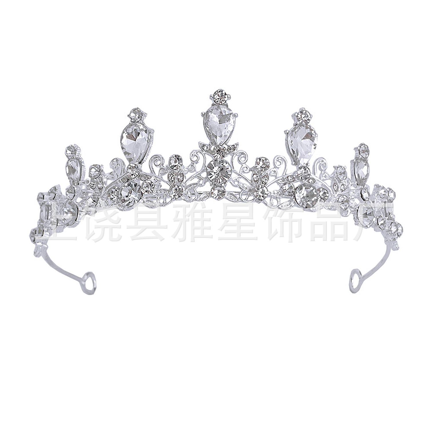 White zircon bridal crown headdress European and American simple wedding accessories wedding headdress crystal crown headdress Rhinestone