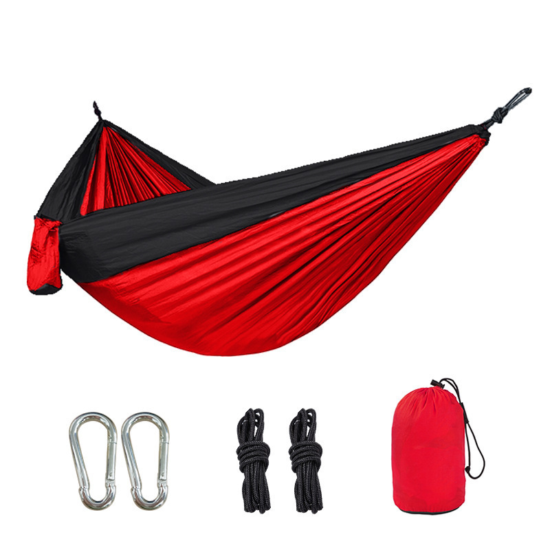 Factory Direct Sales Outdoor Single and Double Parachute Cloth Hammock Color Matching Nylon Widened Swing Indoor Leisure