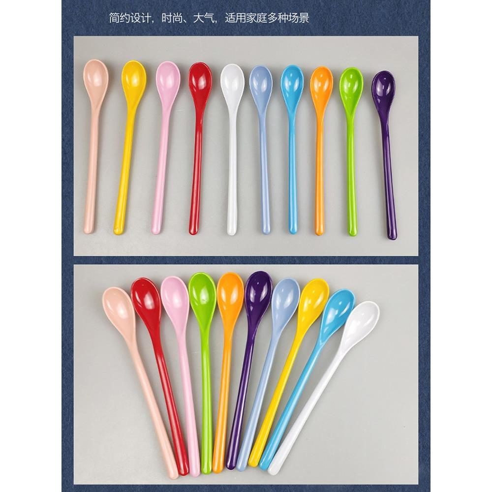 ✅ Melamine Spoon Long Handle Plastic Spoon Stirring Spoon Imitation Porcelain Small Spoon Commercial Spoon Wine Spoon Catering Cute Bar