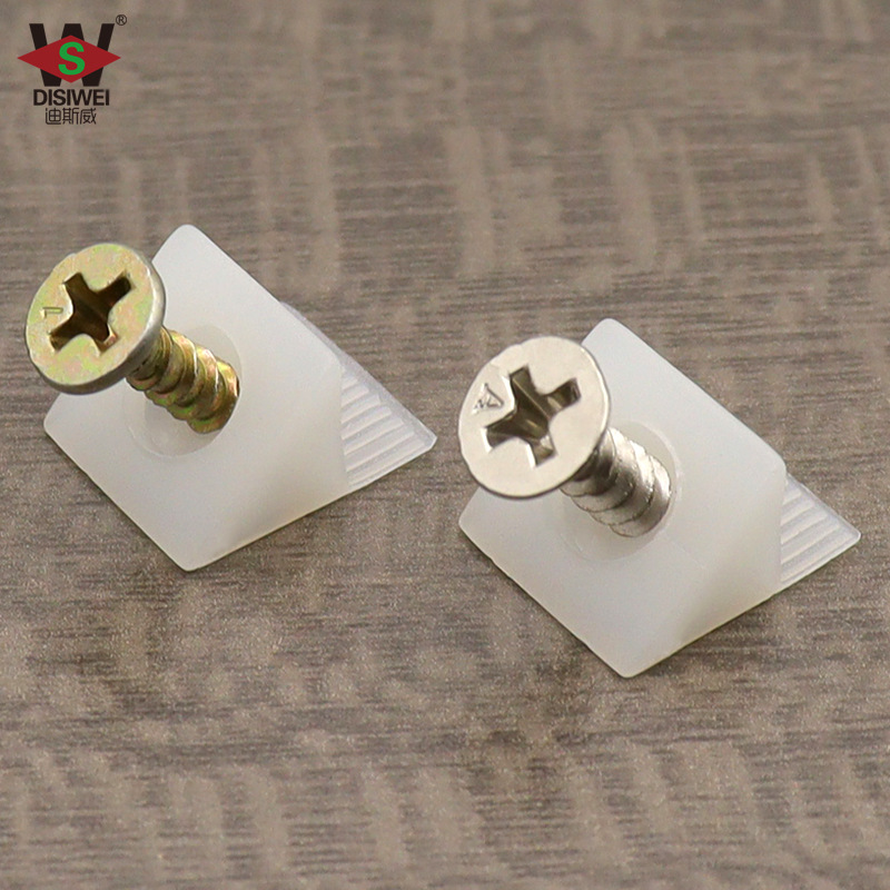 Disway white plastic back plate buckle 45 degree cabinet back plate holder plastic small angle code with self-tapping screw matching