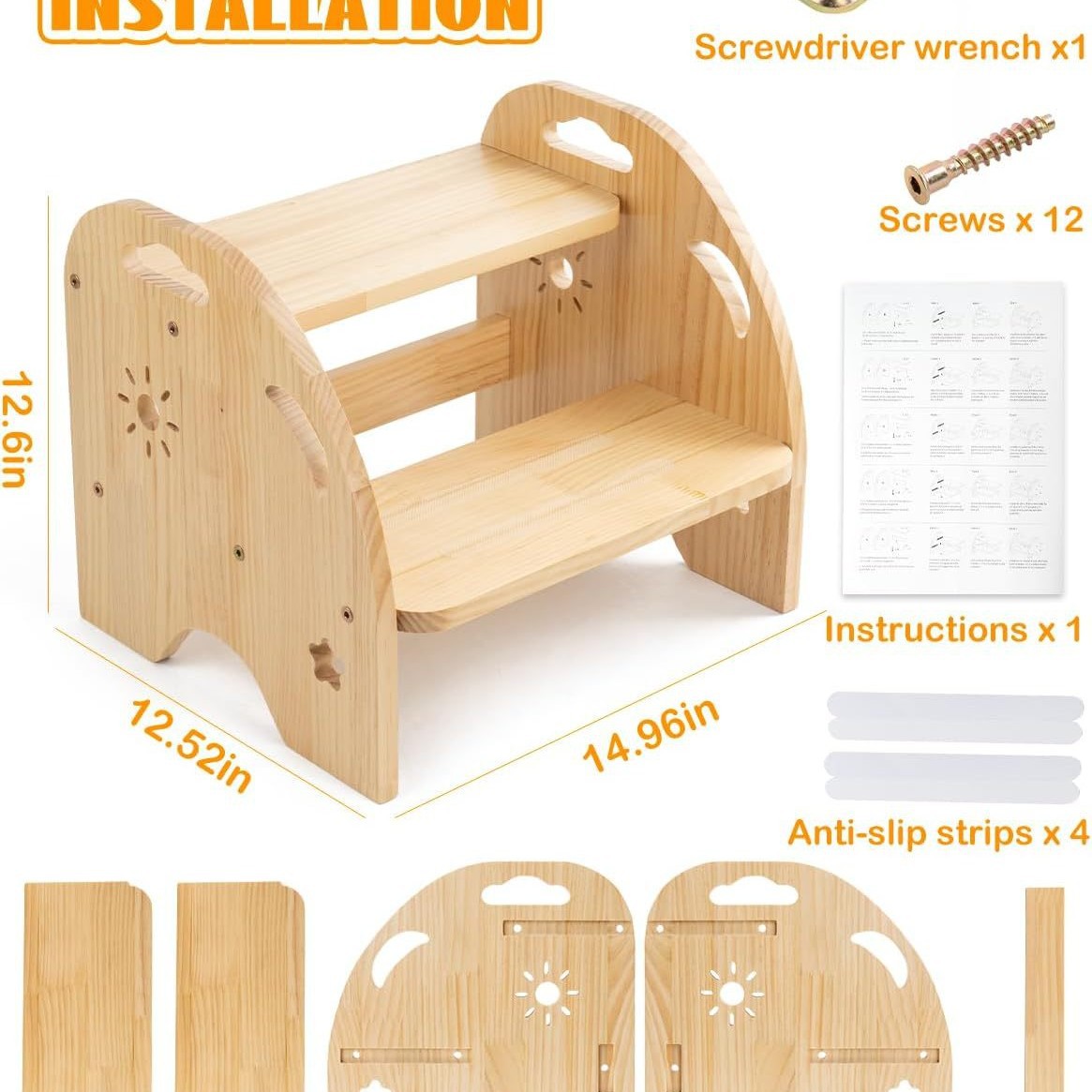 Wooden Children's Foot Stool Binocular Double-Layer Baby Step Stool Wash Step Stool Bathroom Foot Toilet Stool