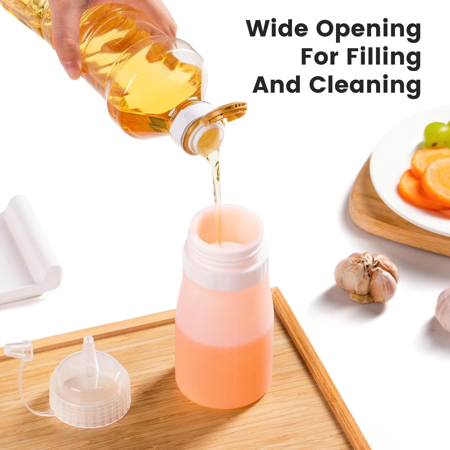 New Product with Graduated Squeeze Sauce Bottle, Salad Jam Seasoning Bottle, Cream Squeeze Bottle, Food Pointed Mouth Bottle with Lid