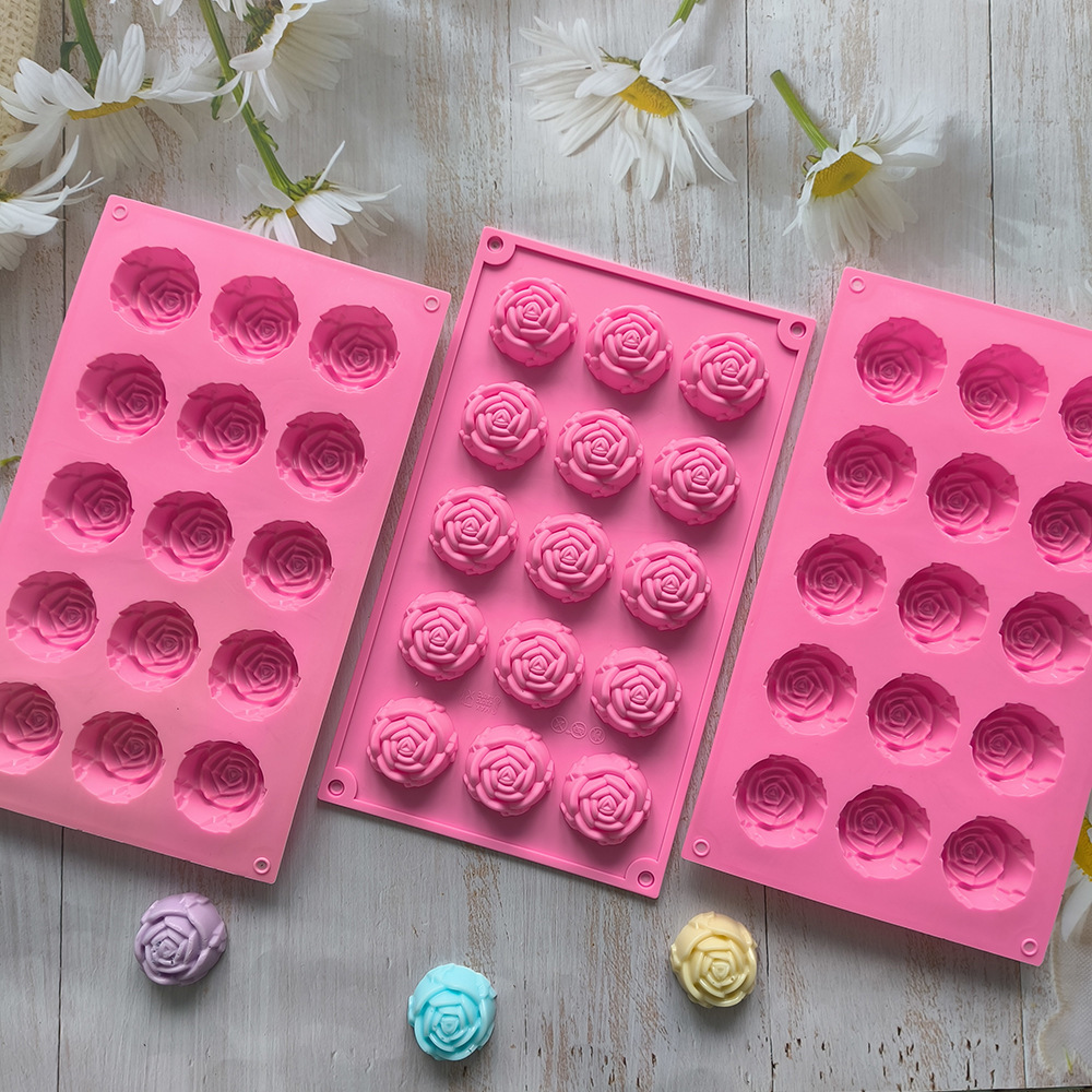 15 Consecutive Mini Rose Shaped Silicone Molds DIY Candy Pudding Handmade Soap Cake Mold Chocolate Baking