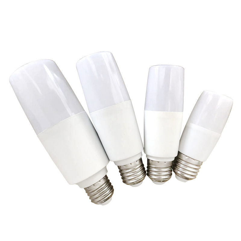 Led Bulb Plastic-Coated Aluminum Cylindrical Bulb Linear Ic Economical Model Household Energy-Saving E27/B22 Lamp Holder Screw Socket