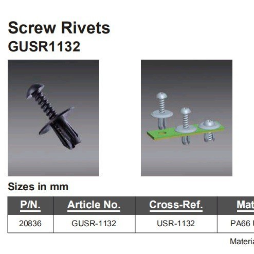 Environmentally Friendly Black Car Rivets, Car Buckles Gusr1132, Push-In Buckles, Expansion Plastic Nails