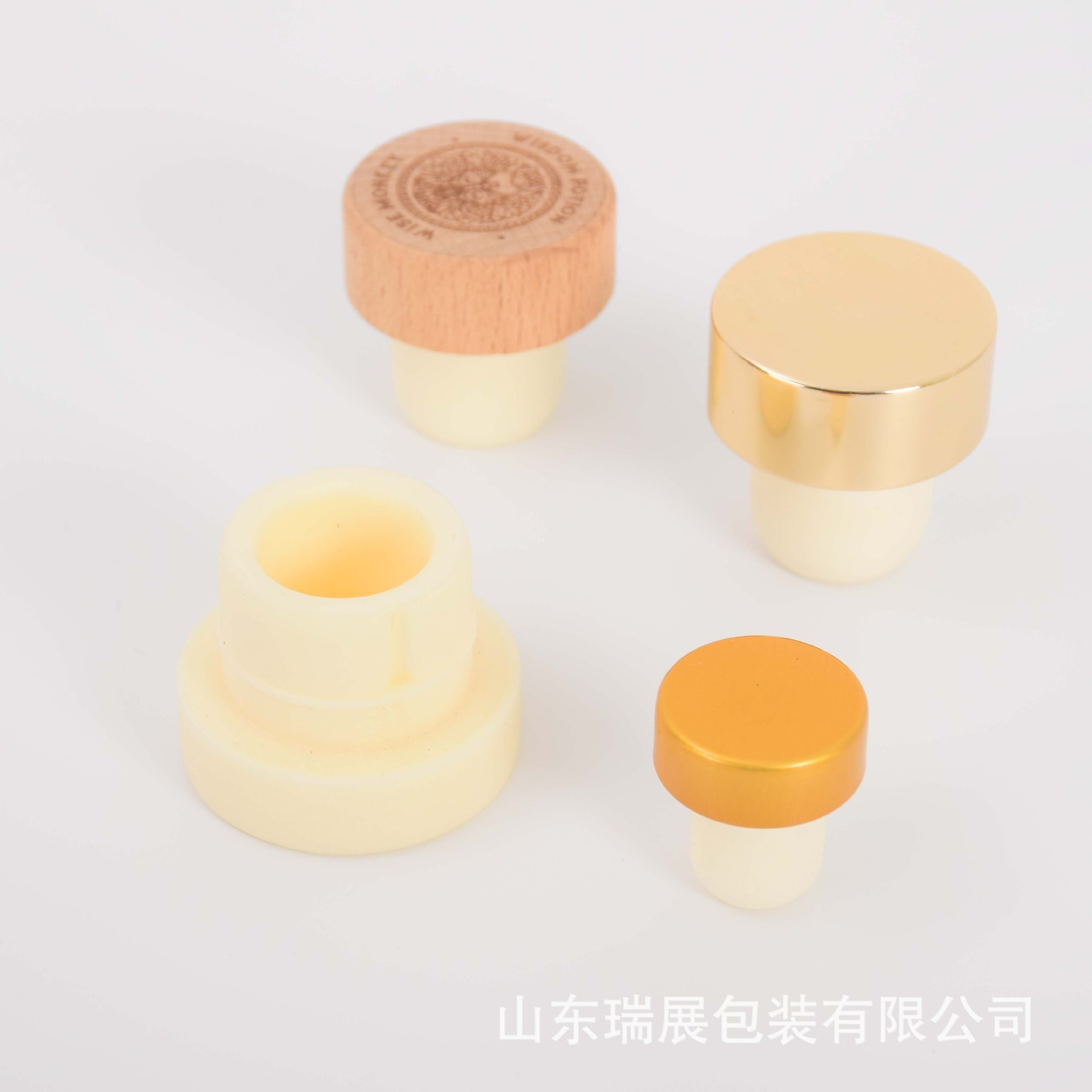 Spot Wholesale T-Shaped Polymer Sealed Oak Red Wine Aromatherapy Glass Bottle Solid Wood Stopper Wine Bottle Stopper