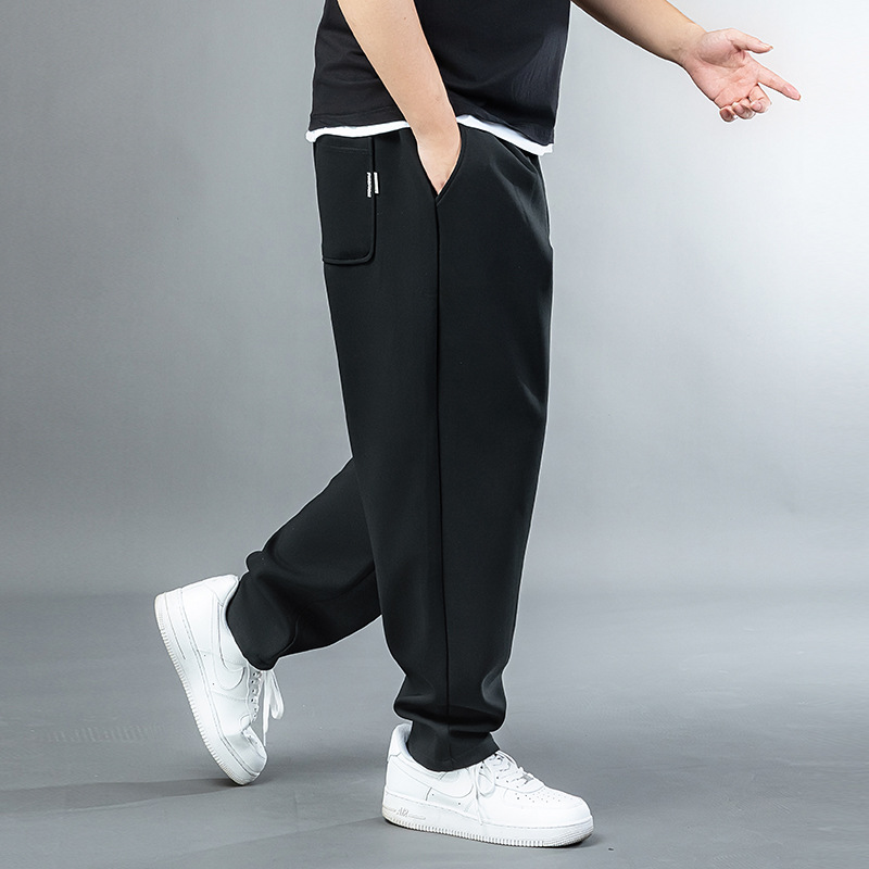 74846-Pure-Black-732 High Waist Small Feet Straight-Leg Trousers Mcvilly Men's Fat Man Casual Plus Size