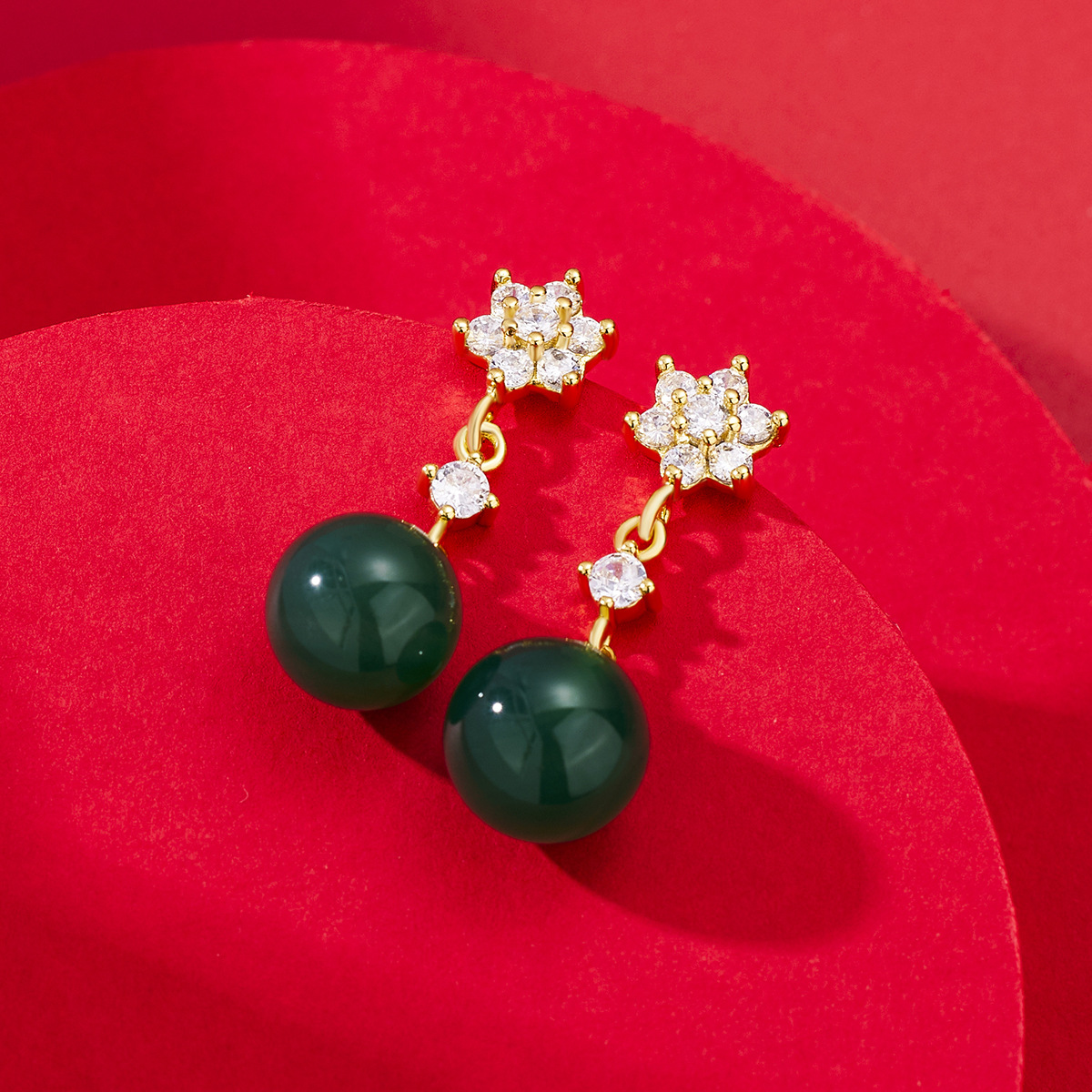 Korean version of the new natural agate bead earrings snowflake earrings temperament fashion earrings women's versatile long jewelry wholesale