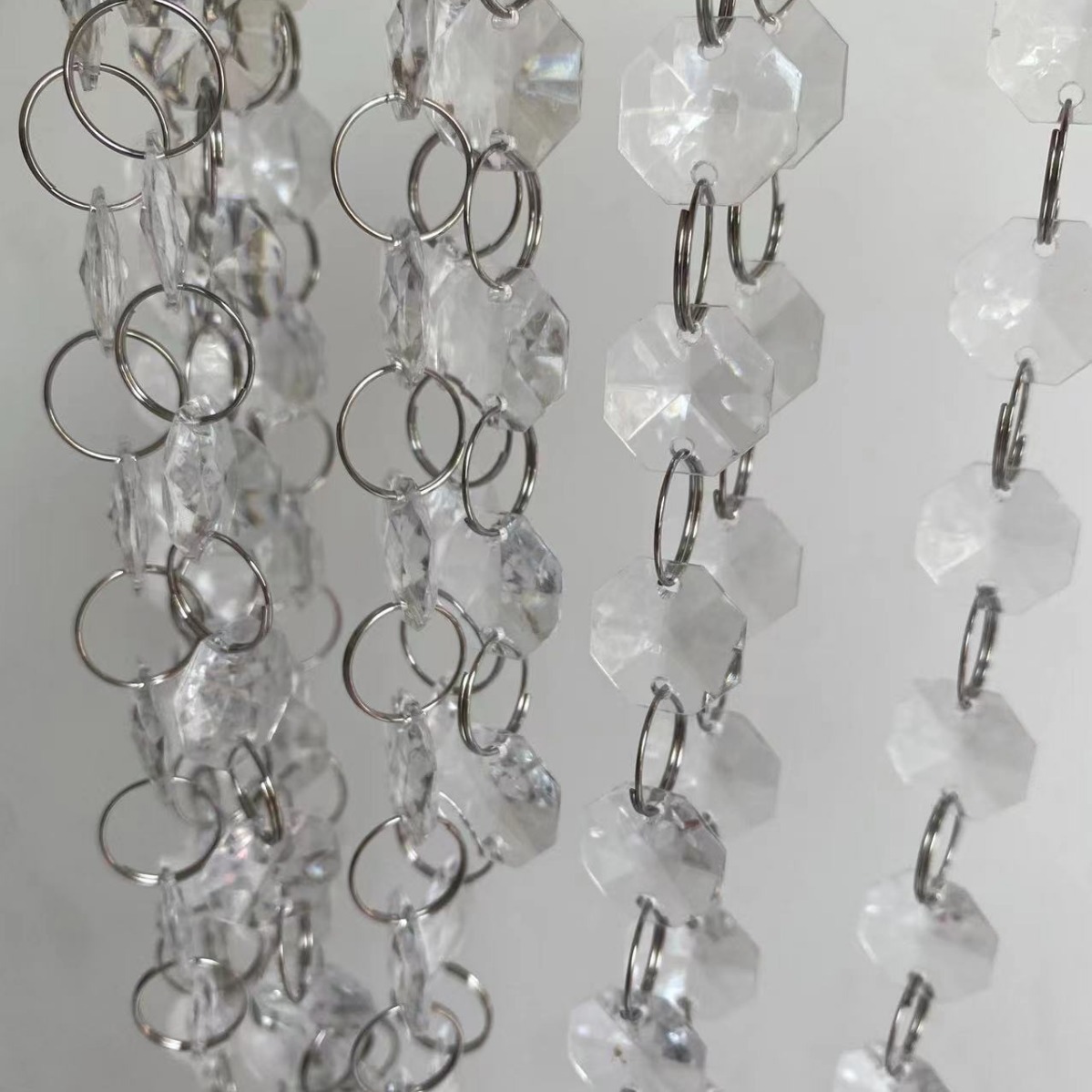 Amazon thin acrylic octagonal bead curtain bead string wedding decoration wedding hall ceiling decoration bead chain