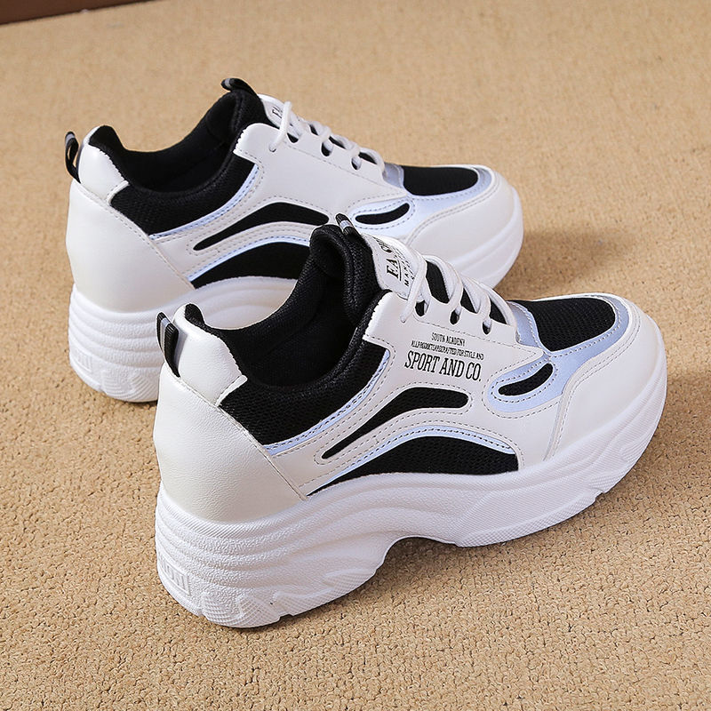 Wholesale Inner Height Increasing Sneakers for Women 2025 New Dad Shoes Lightweight Thick Sole Small Shoes