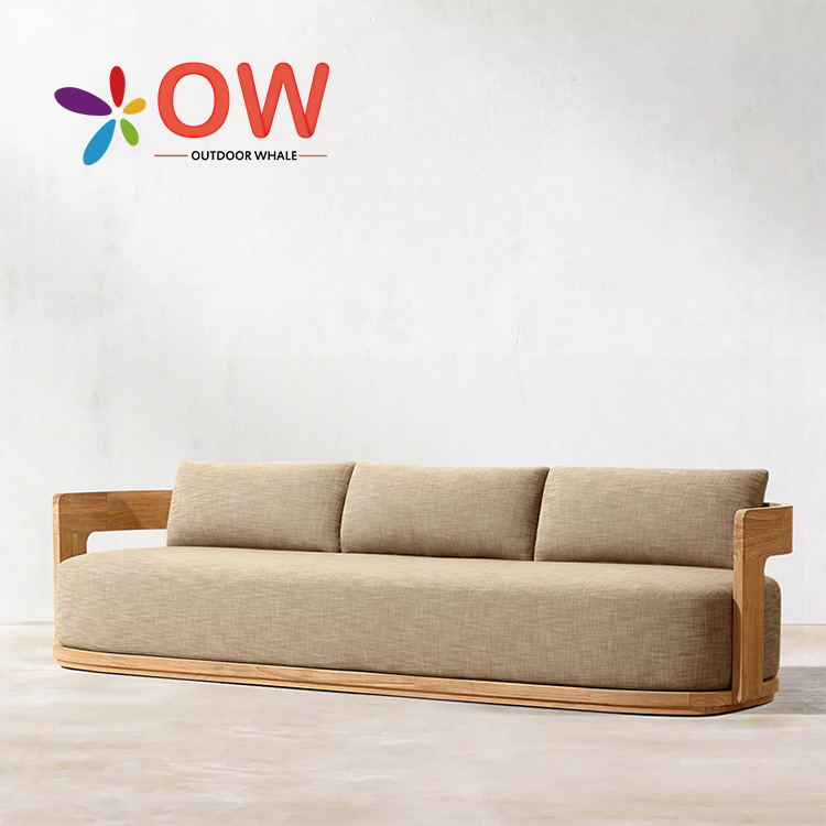 Cross-Border Nordic Hotel Outdoor Sofa Open-Air Courtyard Outdoor Furniture Anti-Corrosion Wood Villa Outdoor Teak Sofa