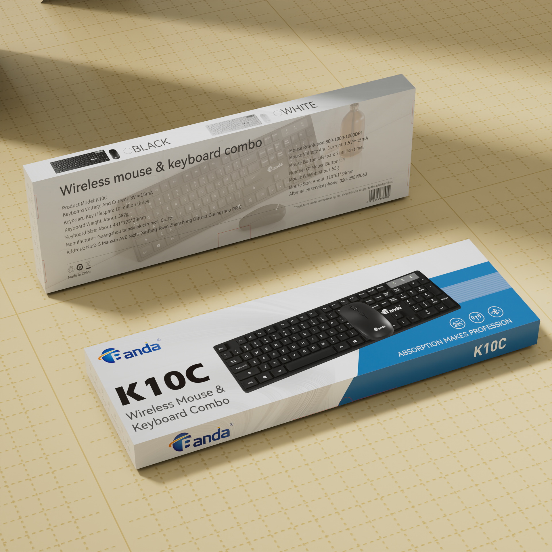 Factory K10C thin wireless keyboard mouse suit chocolate water drop key cap home office notebook keyboard mouse