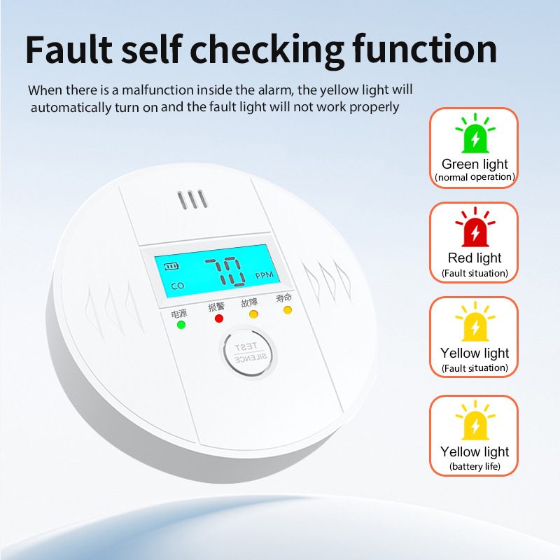 Carbon Monoxide Alarm Kitchen Household Indoor Soot Toxic Gas Concentration Detector Fire Detector