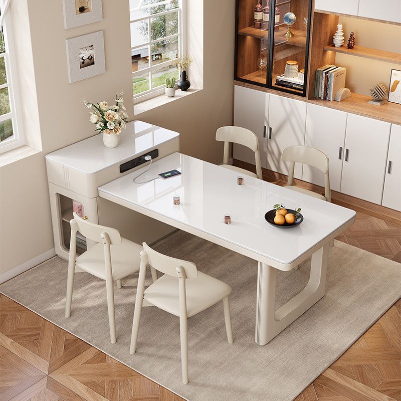 Multifunctional All-In-One Fully Foldable Small Island Dining Table Modern Minimalist Design Solid Wood Dining Table and Chairs Small Island Table
