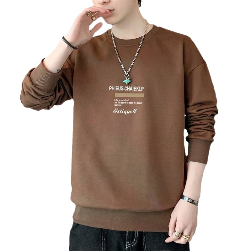 2023 New Autumn and Spring Long-Sleeve T-Shirt Men's Sweatshirt Base Shirt Men's Round Neck Pullover Sweatshirt Men's Trendy Casual