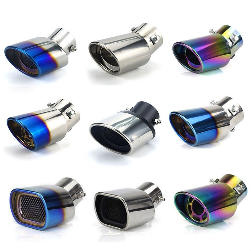 Car tail throat modification Universal Stainless Steel muffler tail gas Hood decoration single pipe car exhaust pipe universal tail pipe