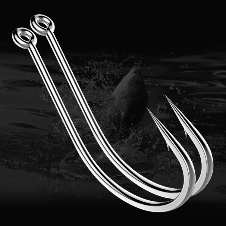 Guan fu pill world hook crooked mouth barbed sea rod sea fishing hook with ring with ring circle large bulk fishing hook wholesale