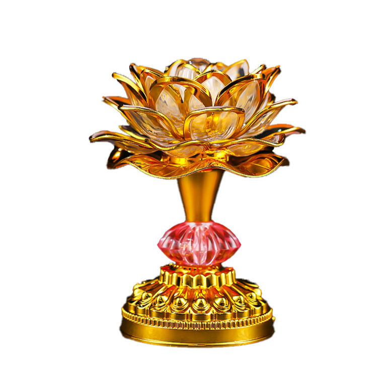 Lotus Lamp Led for Home Use, Bodhisattva Avalokiteshvara Lotus Lamp for Offering to Buddha, Rechargeable Battery Everlasting Lamp