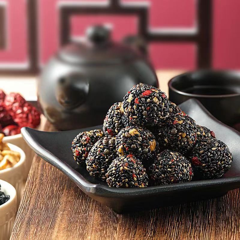 Wuzhen honey black sesame pill black mulberry medlar red jujube walnut kernel sesame ball independent packaging 500g generation