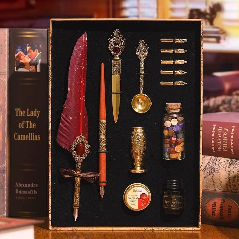 Harry Potter Feather Pen European Retro Magic Gemstone Dip Pen Fountain Pen Set Birthday Graduation Gift Gift Box