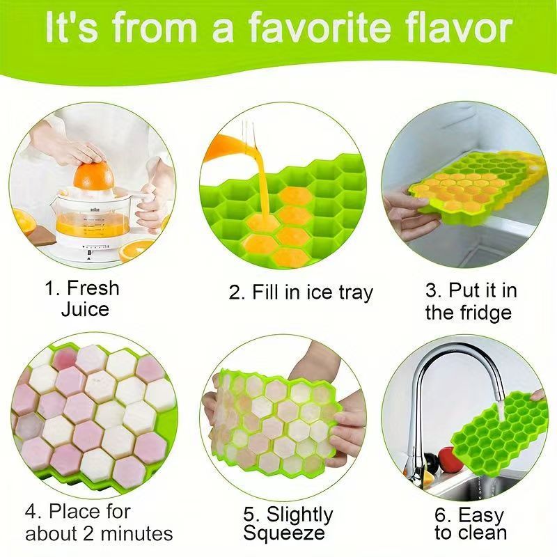 Cross-Border Silicone Ice Tray Molds Are Easy to Release, Refrigerator Quick-Frozen, Quick-Out Ice, Household Ice Making Film, Honeycomb Ice Tray
